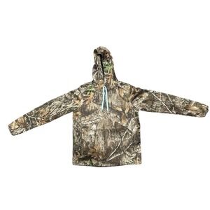 Realtree Edge Camo Hoodie Youth Large 12-14 Fleece Lined Pullover Brown Blue
